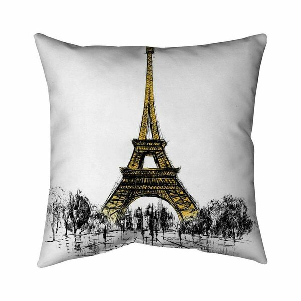 Fondo 20 x 20 in. Outline of Eiffel Tour-Double Sided Print Indoor Pillow FO2796885